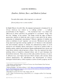 Zombies, Robots, Race, and Modern Labour
