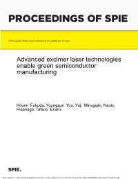 Advanced Excimer Laser Technologies Enable Green Semiconductor Manufacturing