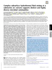 Complex Subsurface Hydrothermal Fluid Mixing at a Submarine Arc Volcano Supports Distinct and Highly Diverse Microbial Communities