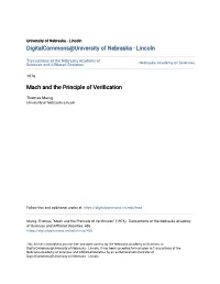 Mach and the Principle of Verification