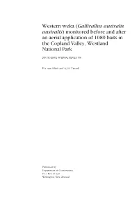 Monitored Before and After an Aerial Application of 1080 Baits in the Copland Valley, Westland National Park