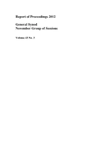 Report of Proceedings 2012 General Synod November Group of Sessions