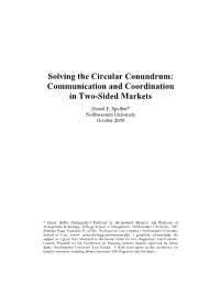 Solving the Circular Conundrum: Communication and Coordination in Two-Sided Markets