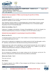 STEWARDS SUMMARY of PENALTIES Page | 1 INFORMATION