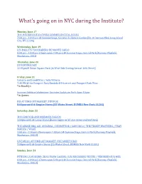 What's Going on in NYC During the Institute?