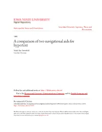 A Comparison of Two Navigational Aids for Hypertext Mark Alan Satterfield Iowa State University