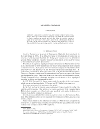 ANALYTIC TORSION 0. Introduction Analytic Torsion Is an Invariant Of