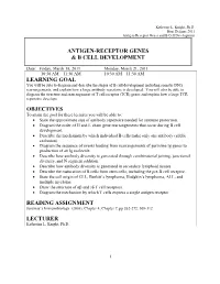 Antigen-Receptor Genes & B Cell Development Learning