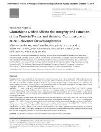 Glutathione Deficit Affects the Integrity and Function of the Fimbria/Fornix and Anterior Commissure in Mice