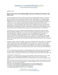 Memo Regarding Reports Received by CCR of Human Rights Violations