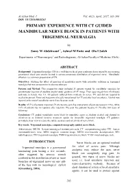 Primary Experience with Ct Guided Mandibular Nerve Block in Patients with Trigeminal Neuralgia