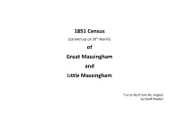 1851 Census (Carried out on 30Th March) of Great Massingham and Little Massingham