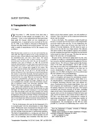 A Transplanter's Credo
