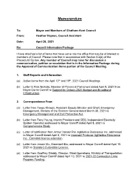 Approval of April 26, 2021, Council Information Package