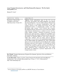 Cargo Transport Infrastructure and Urban Regional Development: the Fort Smith Metropolitan Area Michael S. Yoder* a R T I C