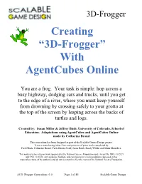 Creating “3D-Frogger” with Agentcubes Online