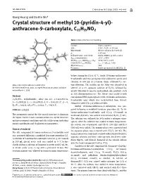 Crystal Structure of Methyl 10-(Pyridin-4-Yl)-Anthracene-9