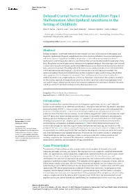 Delayed Cranial Nerve Palsies and Chiari Type I Malformation After Epidural Anesthesia in the Setting of Childbirth