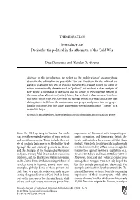 Introduction Desire for the Political in the Aft Ermath of the Cold War