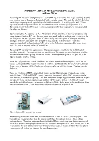 PRIMER on USING an MP3 RECORDER for DX-ING (C) Bjarne Mjelde
