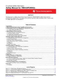 Safety Manual for Tms320f28002x User's Guide