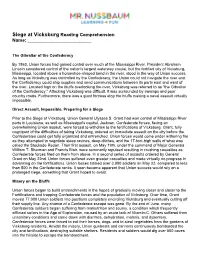 Siege at Vicksburg Reading Comprehension Name: ______