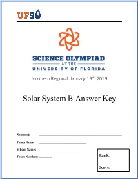 Solar System B Answer Key