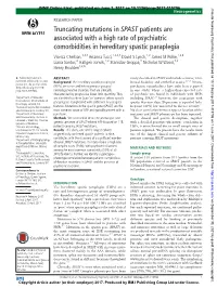 Truncating Mutations in SPAST Patients Are Associated with a High