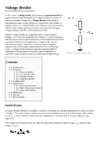 Voltage Divider from Wikipedia, the Free Encyclopedia