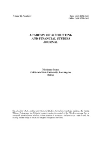 Academy of Accounting and Financial Studies Journal