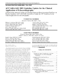 ACC/AHA/ASE 2003 Guideline Update for the Clinical Application of Echocardiography