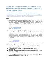 Answers to the List of Issues Prior to Submission of the Fifth Periodic Report of Belarus Under the Convention of Civil and Political Rights