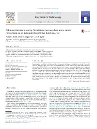 Cellulose Fermentation by Clostridium Thermocellum and a Mixed Consortium in an Automated Repetitive Batch Reactor ⇑ Parker T