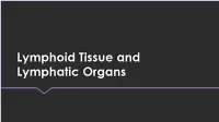 Lymphoid Tissue and Lymphatic Organs Defense Mechanisms