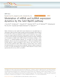 Modulation of Mrna and Lncrna Expression Dynamics by the Set2–Rpd3s Pathway
