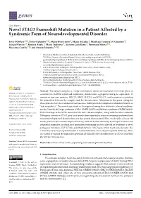 Novel STAG1 Frameshift Mutation in a Patient Affected by a Syndromic Form of Neurodevelopmental Disorder