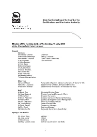 Sixty Fourth Meeting of the Board of the Qualifications and Curriculum Authority