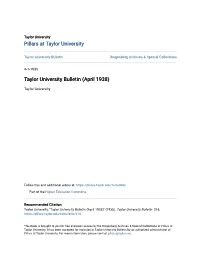 Taylor University Bulletin (April 1938)