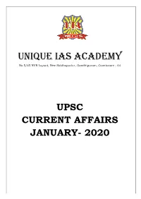 Upsc Current Affairs January- 2020