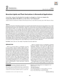 Bioactive Lipids and Their Derivatives in Biomedical Applications