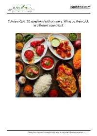 Culinary Quiz: 20 Questions with Answers