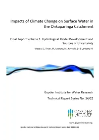 Impacts of Climate Change on Surface Water in the Onkaparinga Catchment