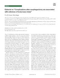 Complications After Esophagectomy Are Associated with Extremes of Body Mass Index”