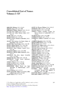 Consolidated List of Names Volumes I–XV