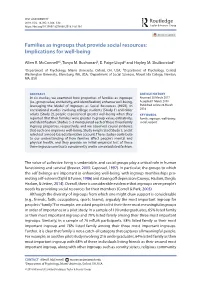 Families As Ingroups That Provide Social Resources: Implications for Well-Being