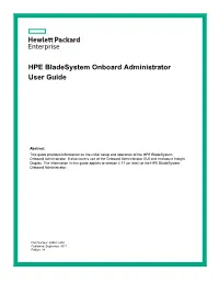 HPE Bladesystem Onboard Administrator User Guide