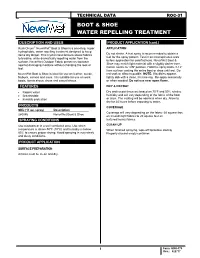 Technical Data Roc-31 Boot & Shoe Water Repelling Treatment