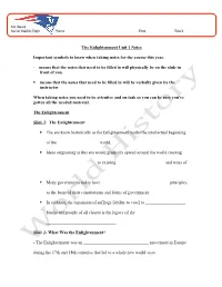The Enlightenment Unit 1 Notes Important Symbols To