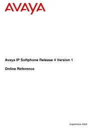 Avaya IP Softphone Release 4 Version 1 Online Reference