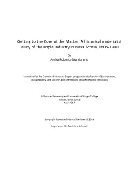 Getting to the Core of the Matter: a Historical Materialist Study of the Apple Industry in Nova Scotia, 1605-1980